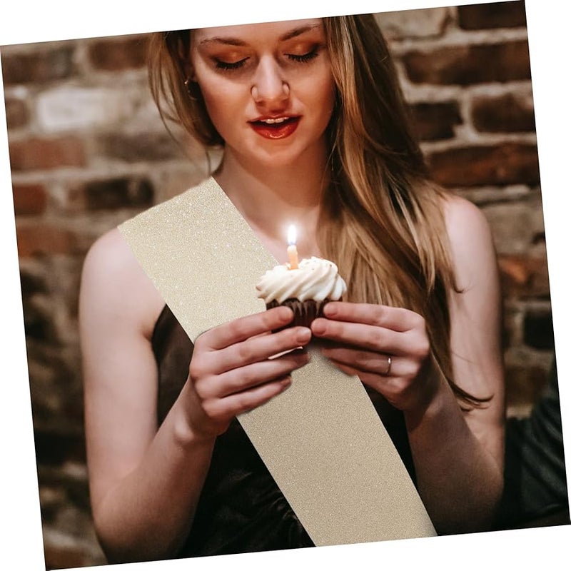 Gleavi Golden Glitter Satin Sash for Women Graduation Wedding Birthday Party Accessory - Image 5